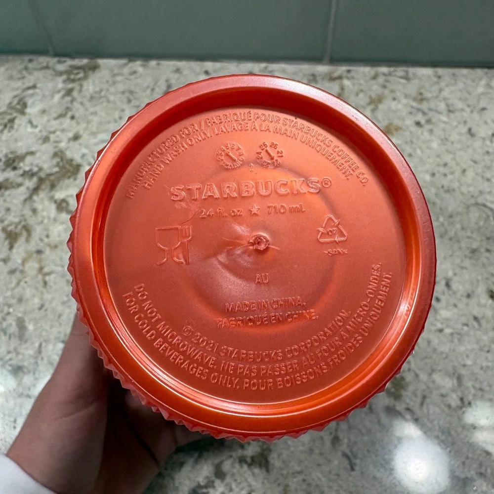 Starbucks Tumbler 24 oz Orange Studded Tumbler Cup with Lid‎ and Straw